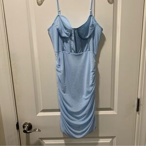 D& M Chic Light Blue Ruched Dress